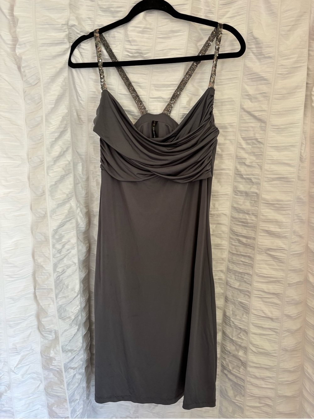 slinky grey sequin going out dress